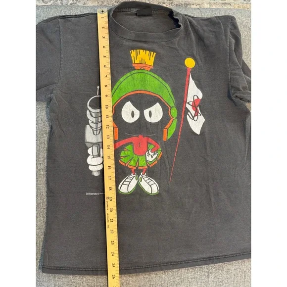 Vintage 1993 Marvin the Martian Looney Tunes T-Shirt Changes Faded Black Small